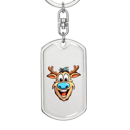 Funny Reindeer Face 14 - Luxury Dog Tag Keychain
