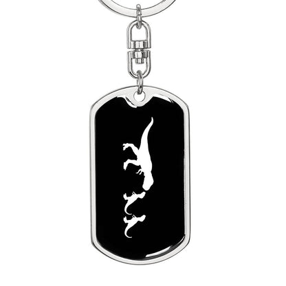 Mama Dinosaur With 2 Hatchlings v3 - Luxury Dog Tag Keychain