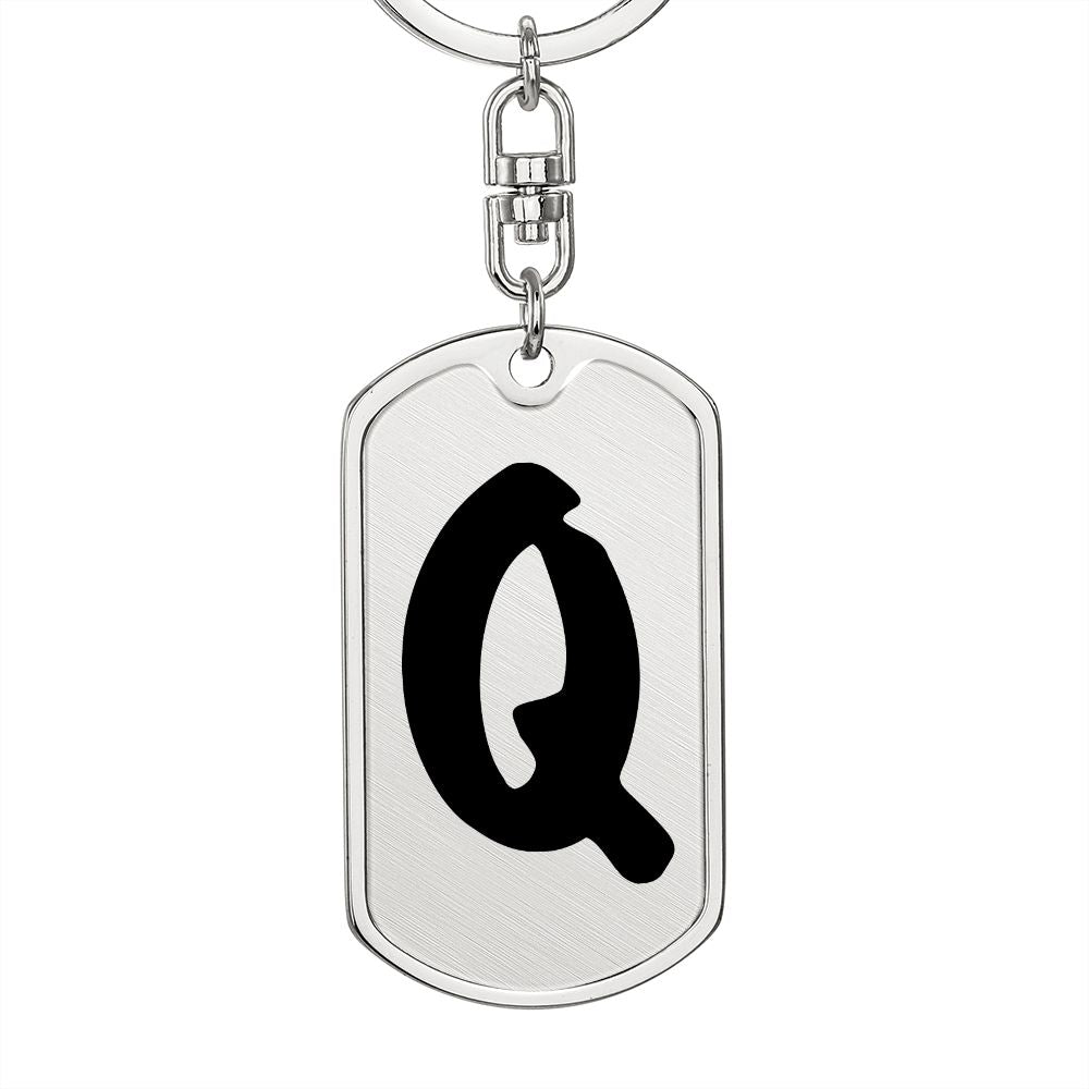 Initial Q v1b - Luxury Dog Tag Keychain