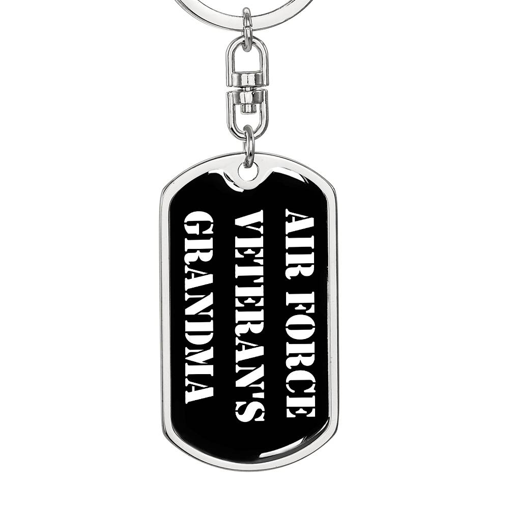 Air Force Veteran's Grandma v3 - Luxury Dog Tag Keychain