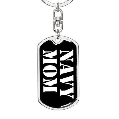 Navy Mom v3 - Luxury Dog Tag Keychain