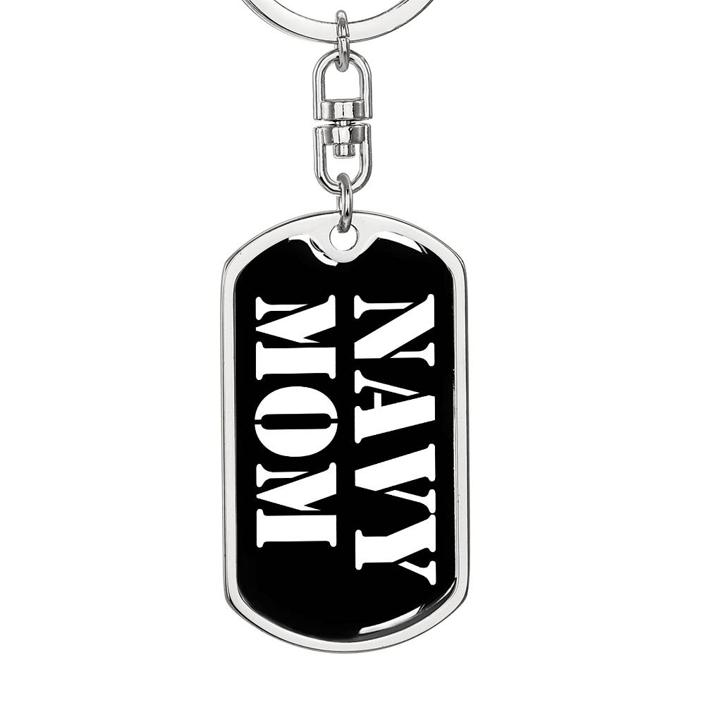 Navy Mom v3 - Luxury Dog Tag Keychain