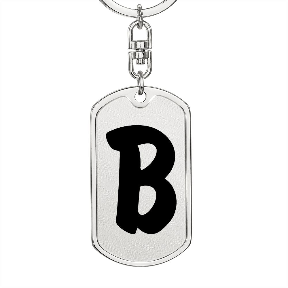 Initial B v1b - Luxury Dog Tag Keychain