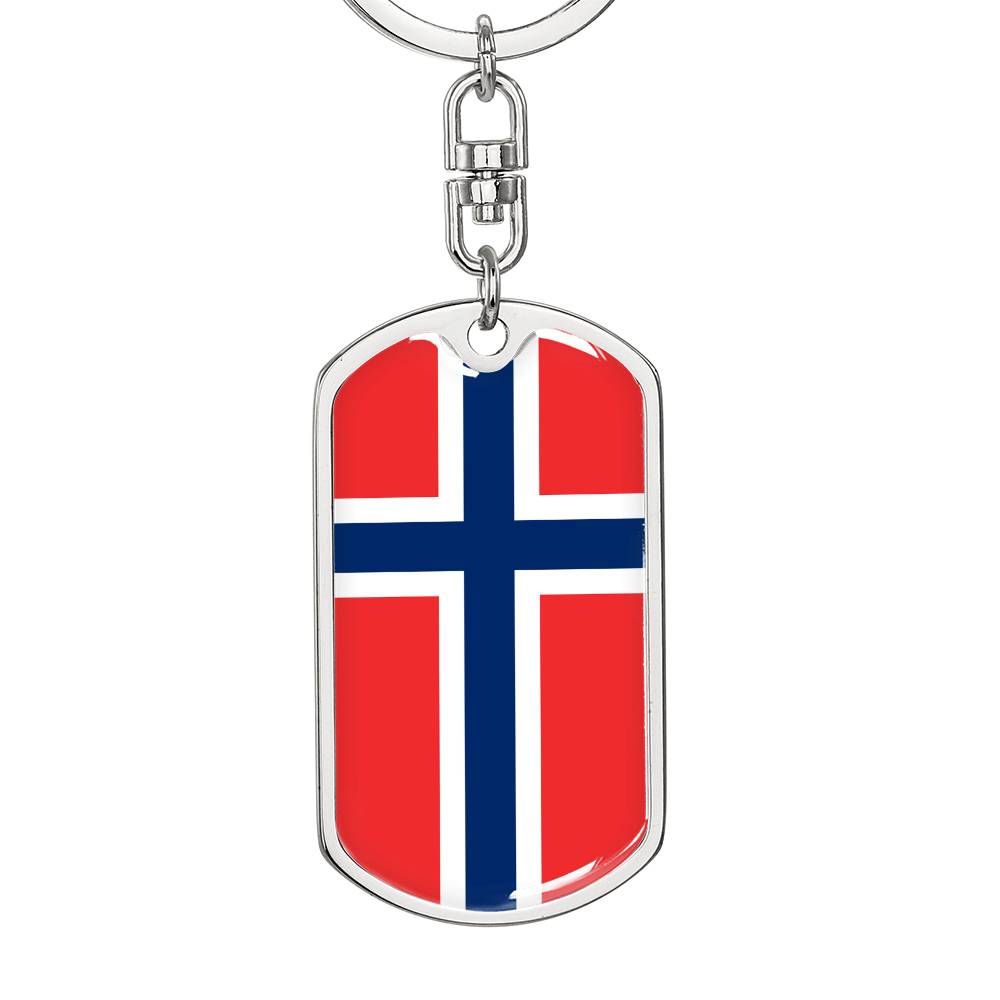 Norwegian Flag - Luxury Dog Tag Keychain