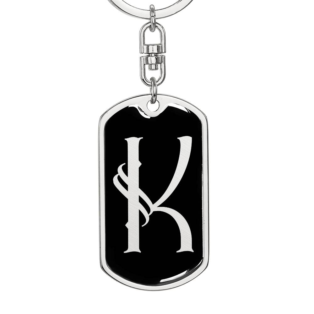 Initial K v001-12 - Luxury Dog Tag Keychain