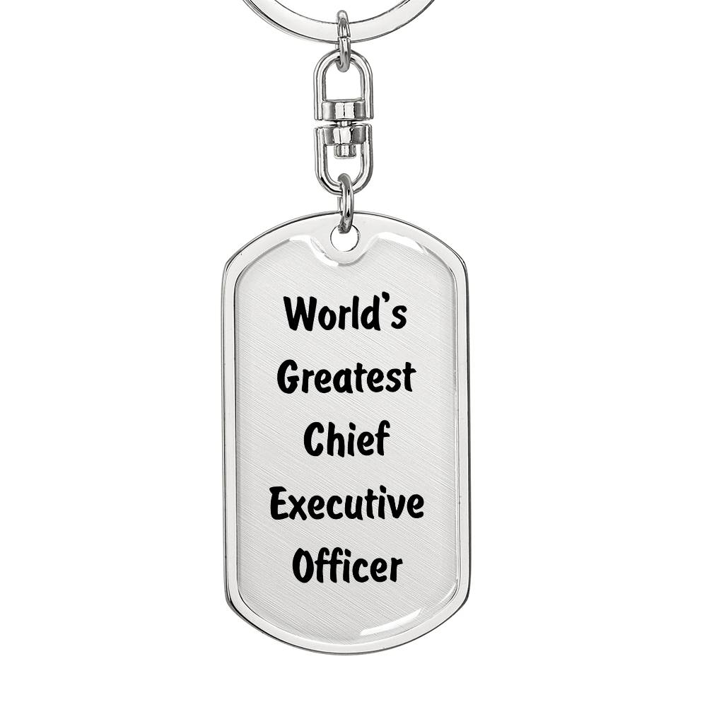 World's Greatest Chief Executive Officer - Luxury Dog Tag Keychain