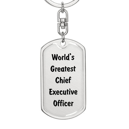 World's Greatest Chief Executive Officer - Luxury Dog Tag Keychain