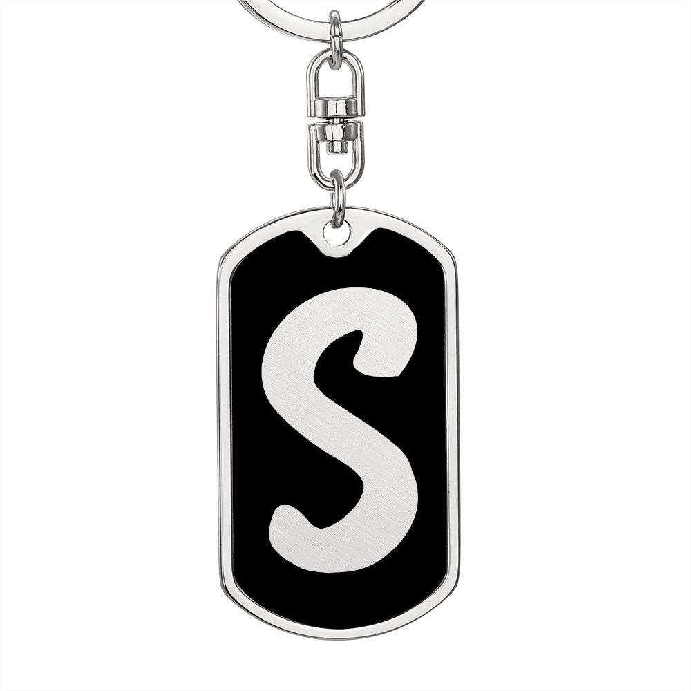 Initial S v2b - Luxury Dog Tag Keychain