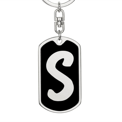 Initial S v2b - Luxury Dog Tag Keychain