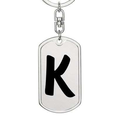 Initial K v1b - Luxury Dog Tag Keychain
