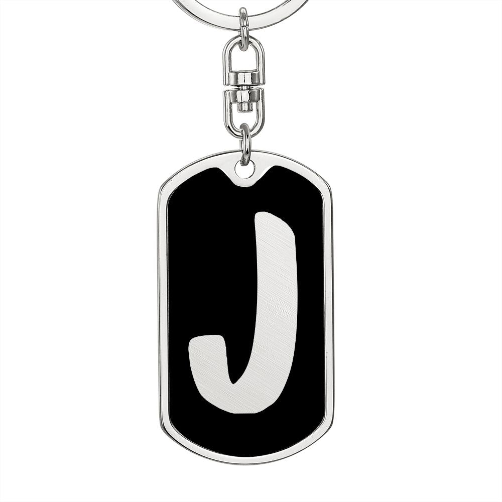 Initial J v2b - Luxury Dog Tag Keychain