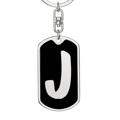 Initial J v2b - Luxury Dog Tag Keychain