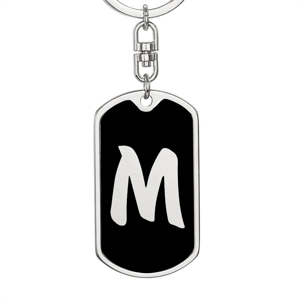 Initial M v2b - Luxury Dog Tag Keychain