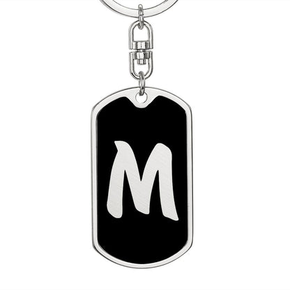 Initial M v2b - Luxury Dog Tag Keychain