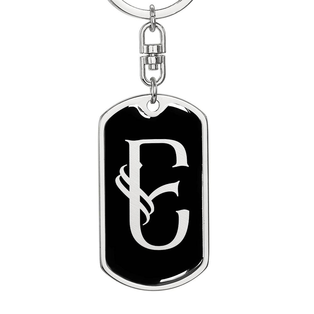 Initial E v001-12 - Luxury Dog Tag Keychain