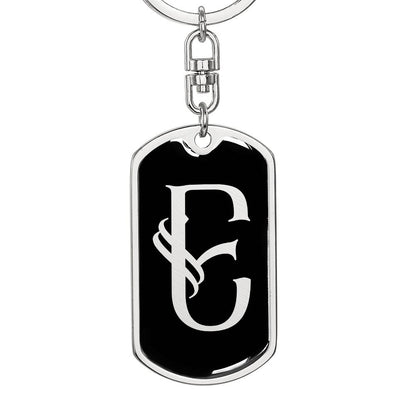Initial E v001-12 - Luxury Dog Tag Keychain