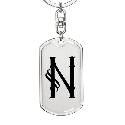 Initial N v001-11 - Luxury Dog Tag Keychain