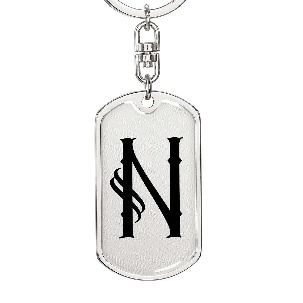 Initial N v001-11 - Luxury Dog Tag Keychain