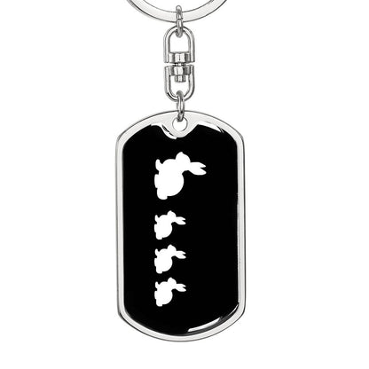 Mama Rabbit With 3 Kittens v3 - Luxury Dog Tag Keychain