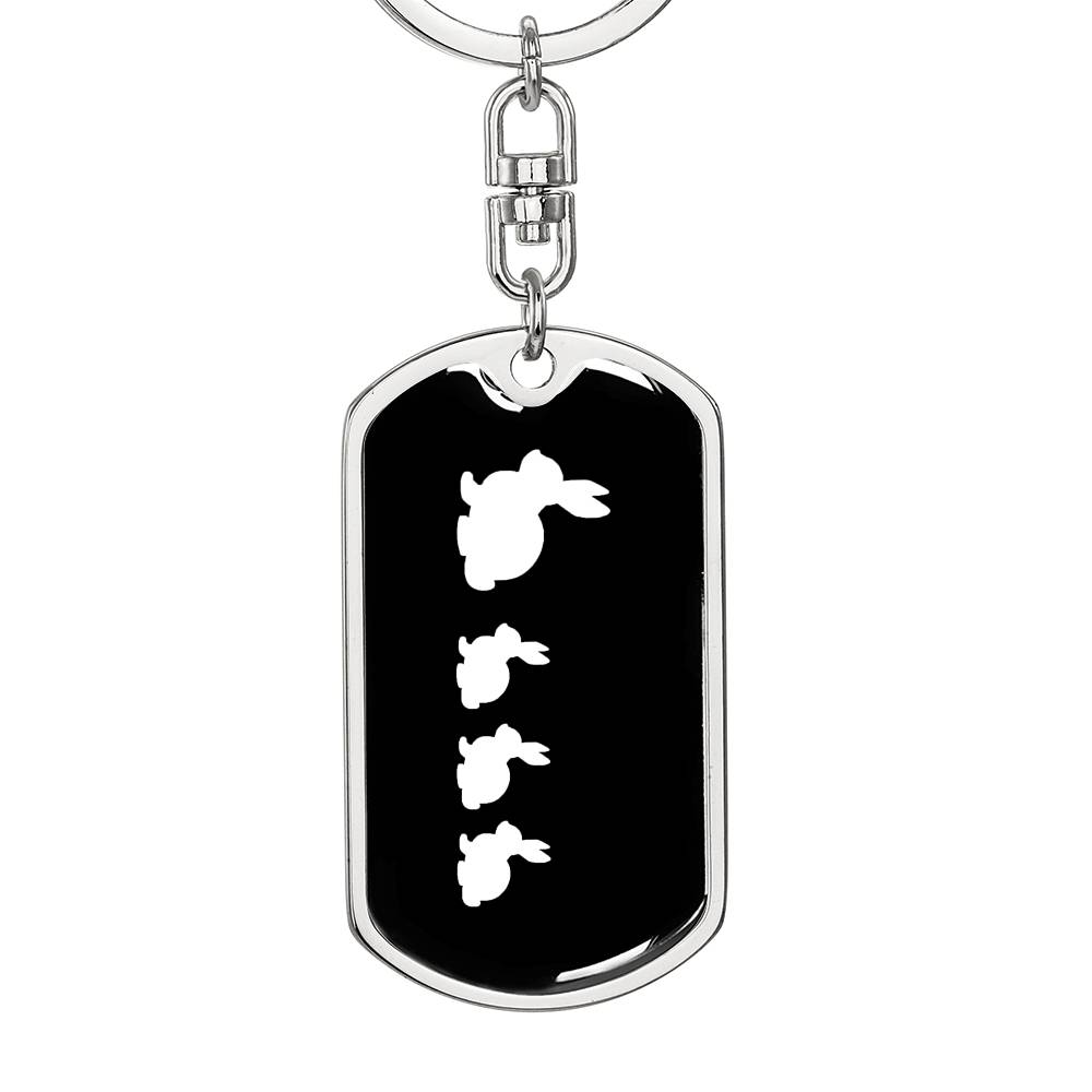 Mama Rabbit With 3 Kittens v3 - Luxury Dog Tag Keychain