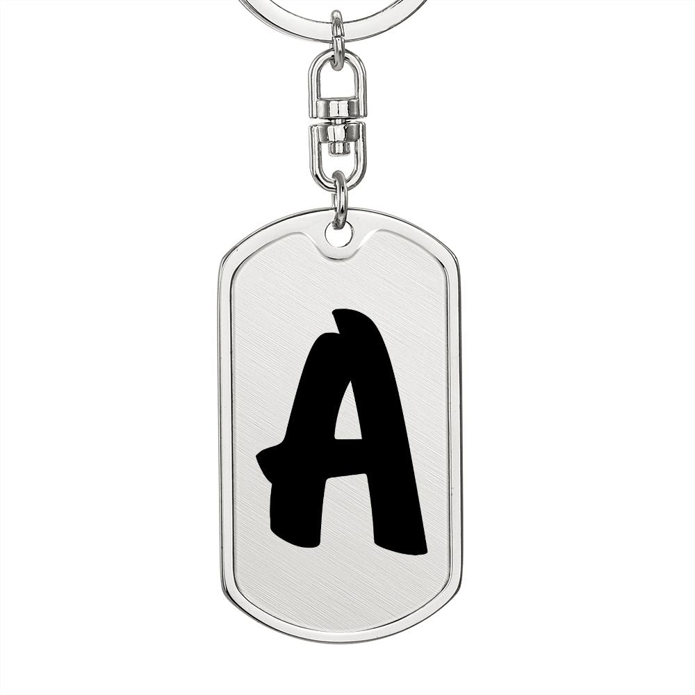 Initial A v1b - Luxury Dog Tag Keychain