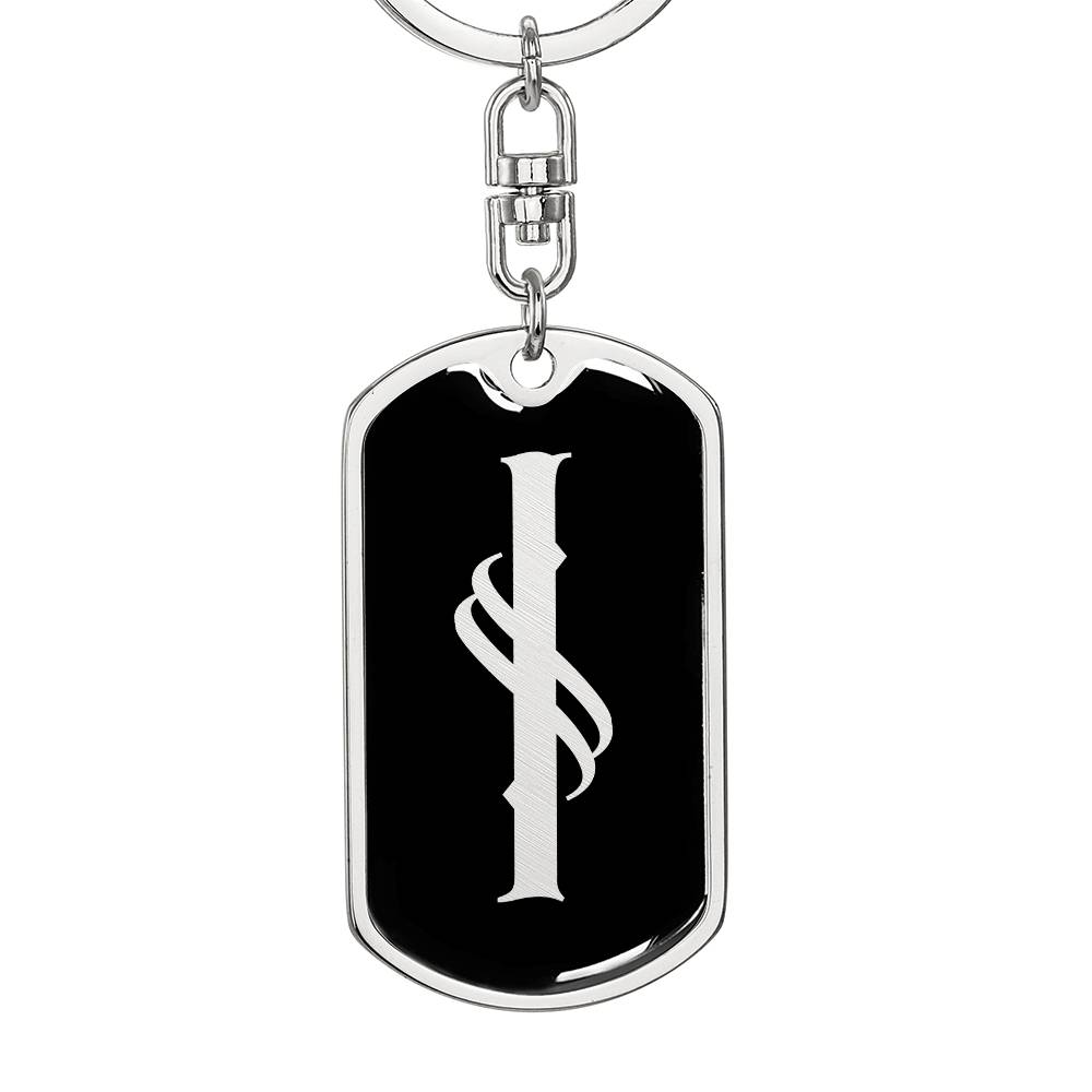 Initial I v001-12 - Luxury Dog Tag Keychain