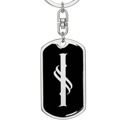 Initial I v001-12 - Luxury Dog Tag Keychain