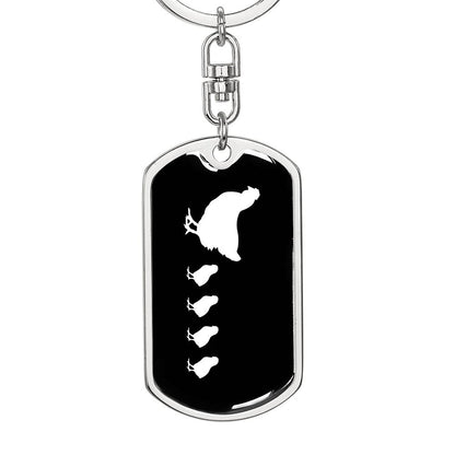 Mama Chicken With 4 Chicks v3 - Luxury Dog Tag Keychain