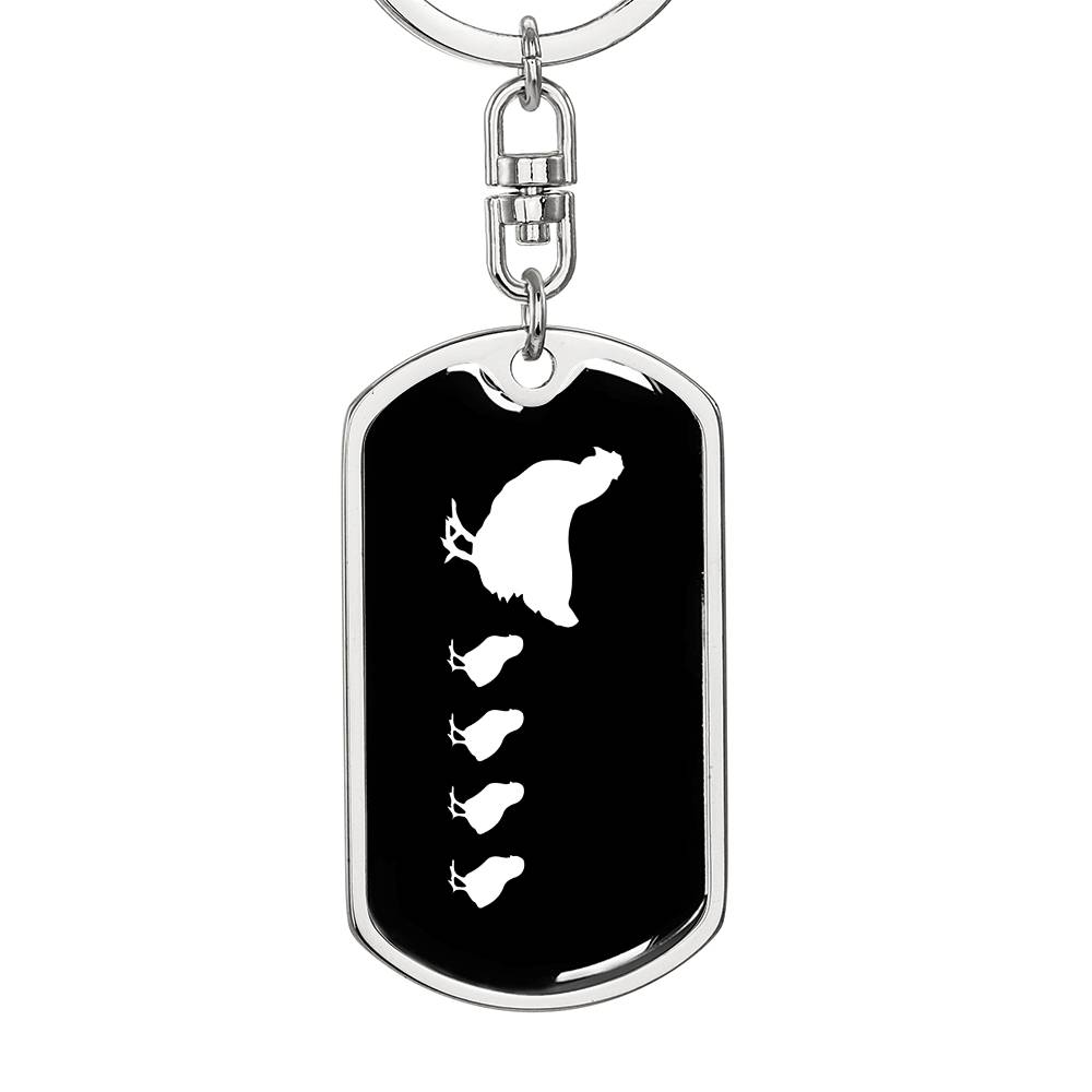 Mama Chicken With 4 Chicks v3 - Luxury Dog Tag Keychain