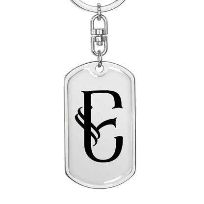 Initial E v001-11 - Luxury Dog Tag Keychain