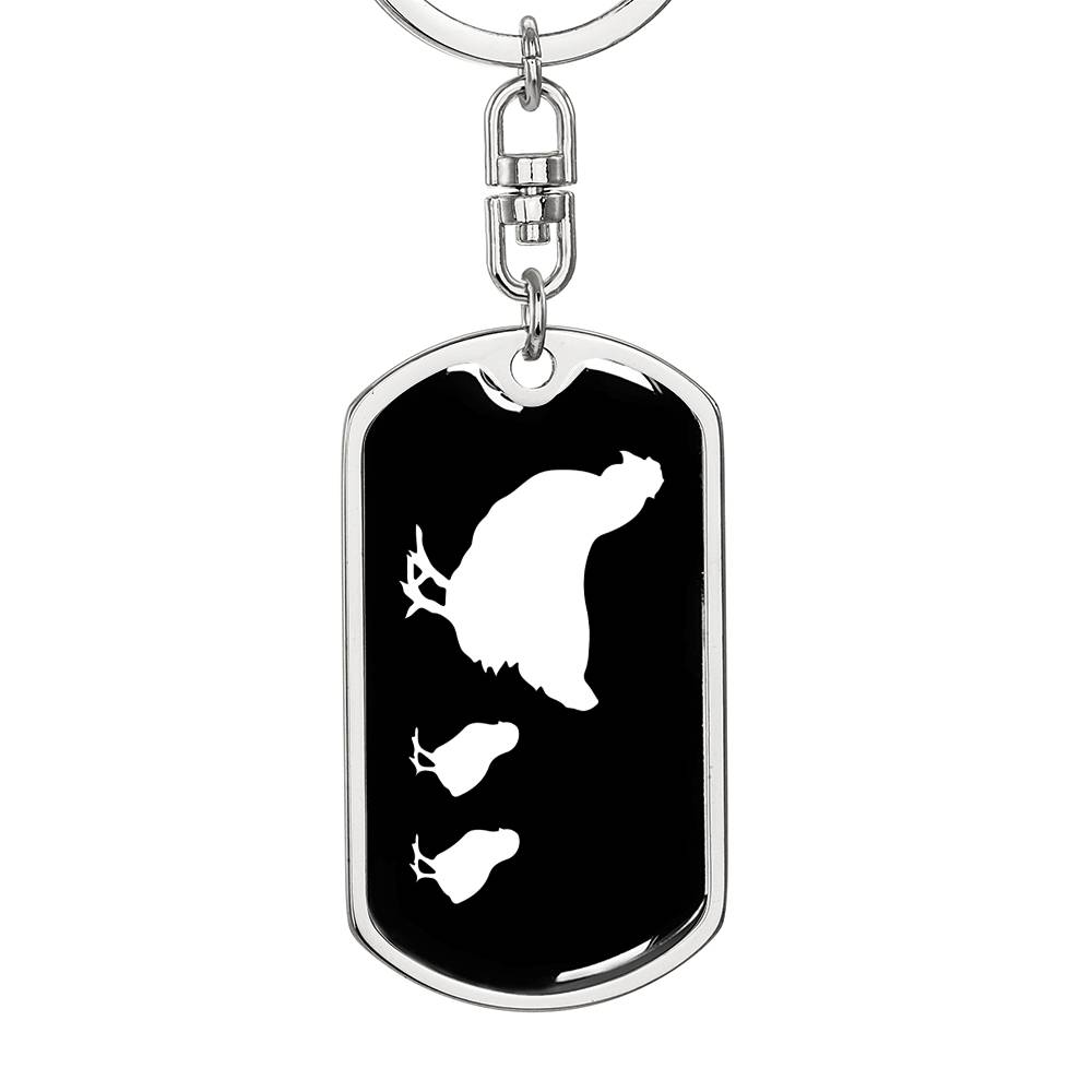 Mama Chicken With 2 Chicks v3 - Luxury Dog Tag Keychain
