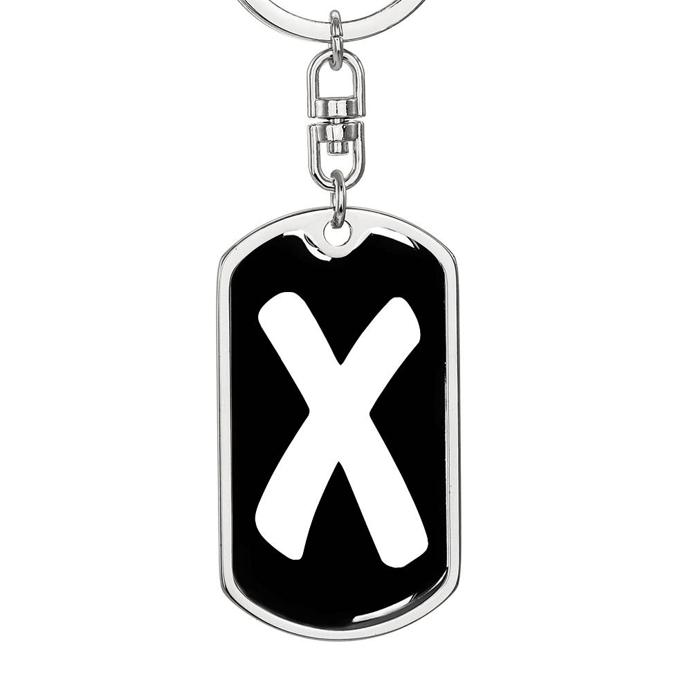 Initial X v3b - Luxury Dog Tag Keychain