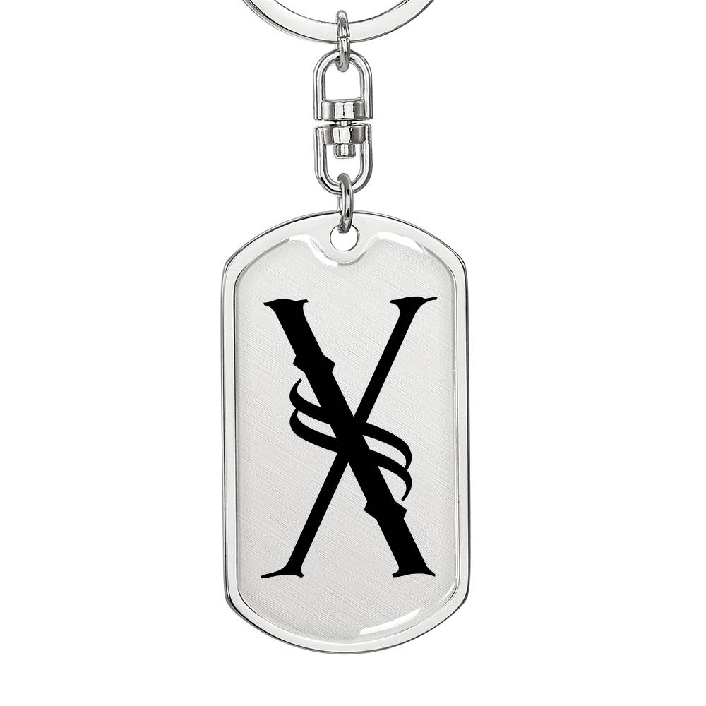 Initial X v001-11 - Luxury Dog Tag Keychain
