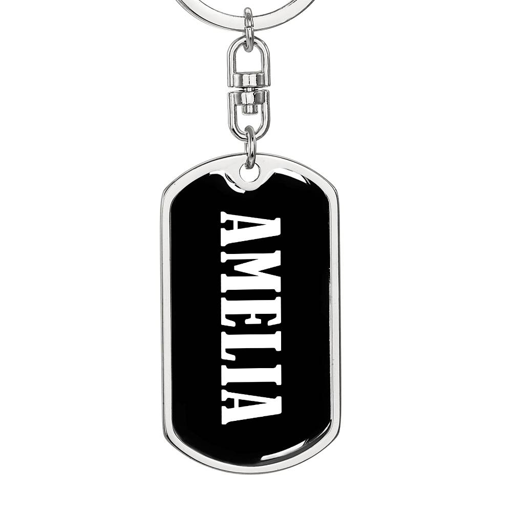 Amelia v01w - Luxury Dog Tag Keychain
