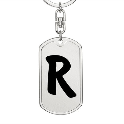 Initial R v1b - Luxury Dog Tag Keychain