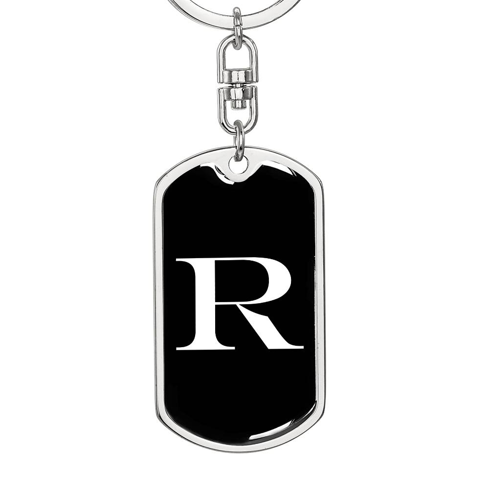 Initial R v3a - Luxury Dog Tag Keychain