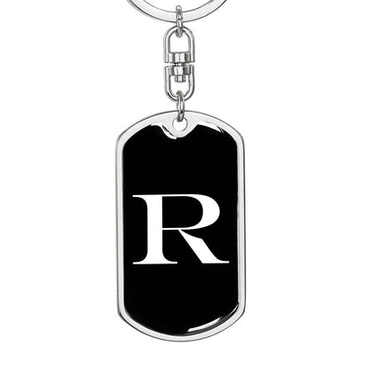 Initial R v3a - Luxury Dog Tag Keychain