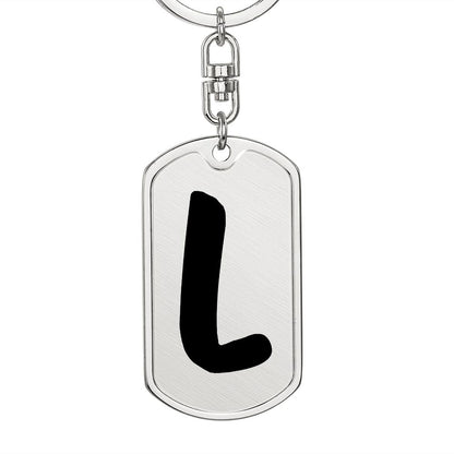 Initial L v1b - Luxury Dog Tag Keychain
