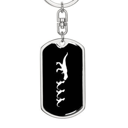 Mama Dinosaur With 3 Hatchlings v3 - Luxury Dog Tag Keychain
