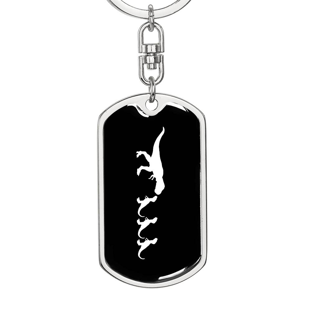 Mama Dinosaur With 3 Hatchlings v3 - Luxury Dog Tag Keychain