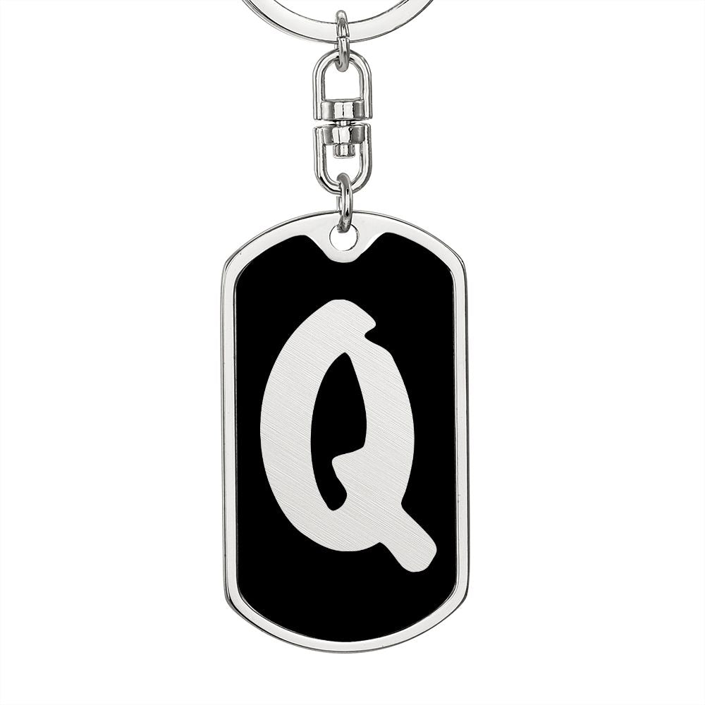 Initial Q v2b - Luxury Dog Tag Keychain