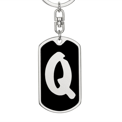 Initial Q v2b - Luxury Dog Tag Keychain