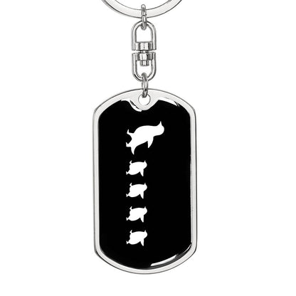 Mama Penguin With 4 Chicks v3 - Luxury Dog Tag Keychain