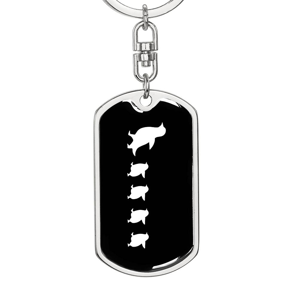Mama Penguin With 4 Chicks v3 - Luxury Dog Tag Keychain