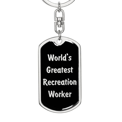 World's Greatest Recreation Worker v2 - Luxury Dog Tag Keychain
