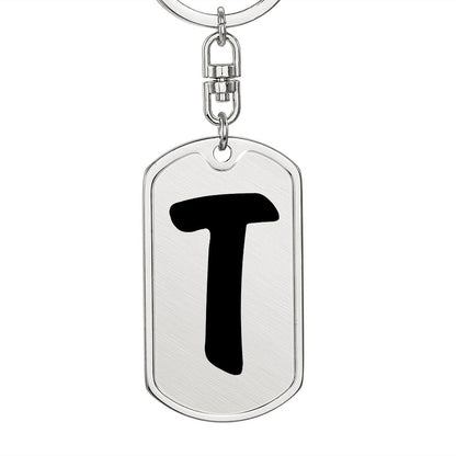 Initial T v1b - Luxury Dog Tag Keychain