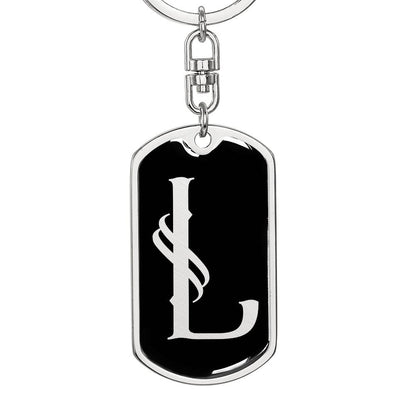 Initial L v001-12 - Luxury Dog Tag Keychain