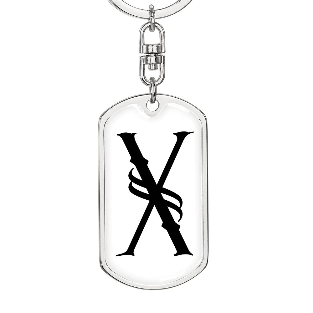 Initial X v001-14 - Luxury Dog Tag Keychain