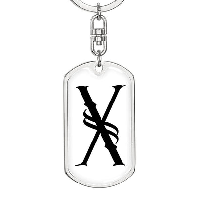 Initial X v001-14 - Luxury Dog Tag Keychain