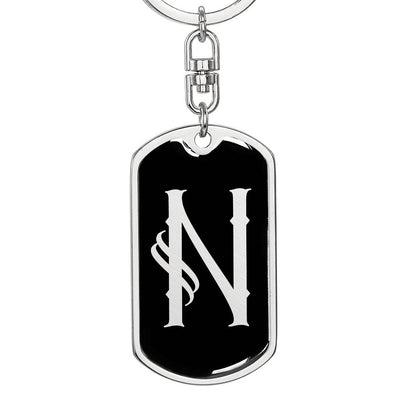 Initial N v001-12 - Luxury Dog Tag Keychain
